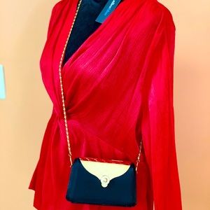 👛NEW!!SASHA HARD CASE BLACK SATIN CLUTCH NEW